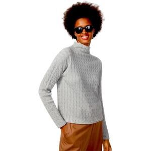 KULE The Mirabelle Mock Neck Cable Knit Cotton Sweater Size Medium